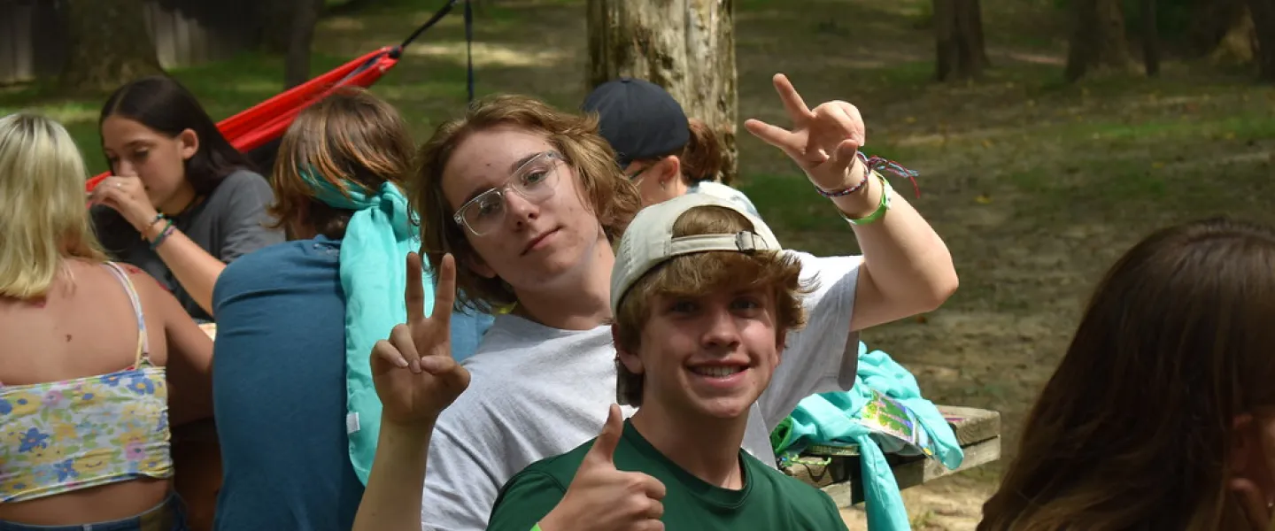 YMCA Camp Piomingo Campers giving the thumbs up for the camera