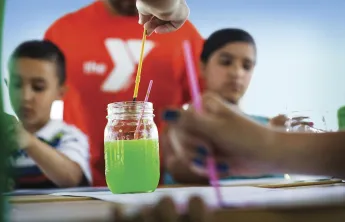 Craft supplies for a YMCA Louisville art class